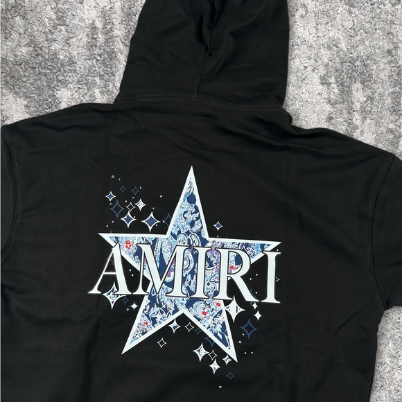 AMIRI Paisley Star-Print Baby Blue Hoodie Mens Size Large - Picture 1 of 3